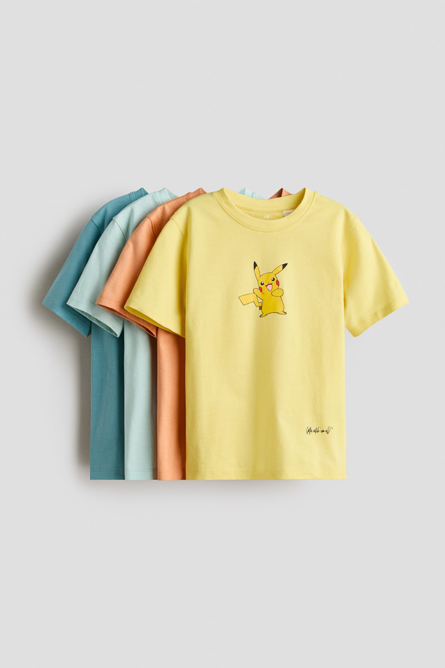 Set van 4 T-shirts met print - Geel/Pokémon