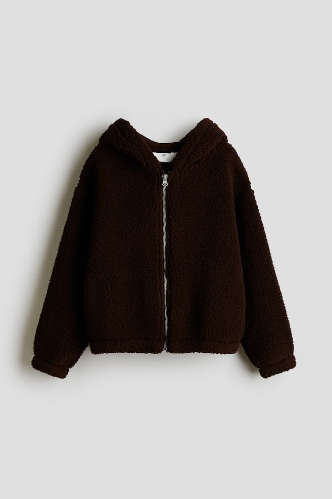 Maglia in pelliccia di pile con cerniera - Marrone scuro - 1