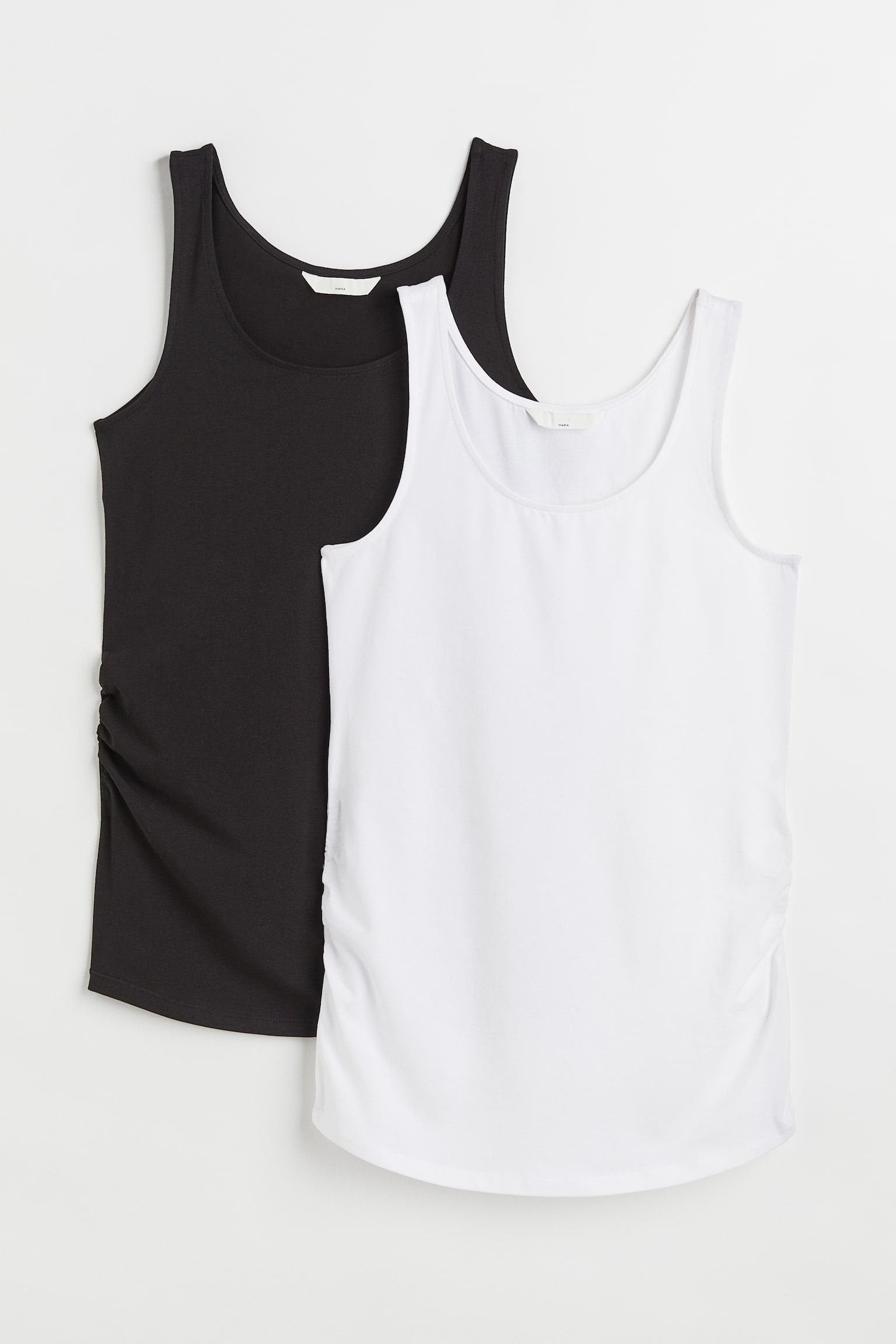 MAMA 2-pack cotton vest tops - Round neck - Sleeveless - White/Black ...