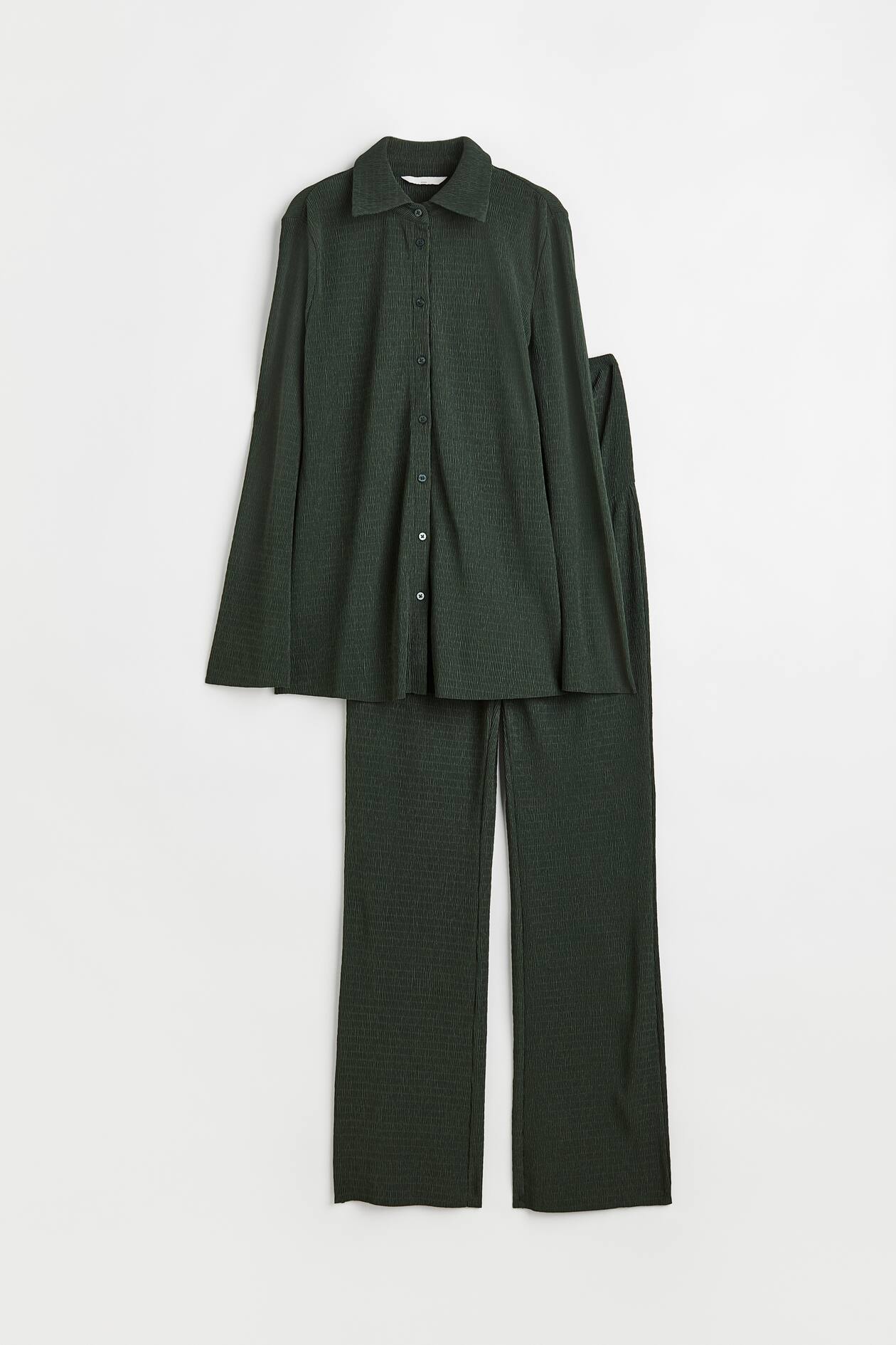 MAMA 2 piece Crinkled Jersey Set Dark Green Ladies H M GB mama-2-piece-crinkled-jersey-set-dark-green-ladies-h-m-gb