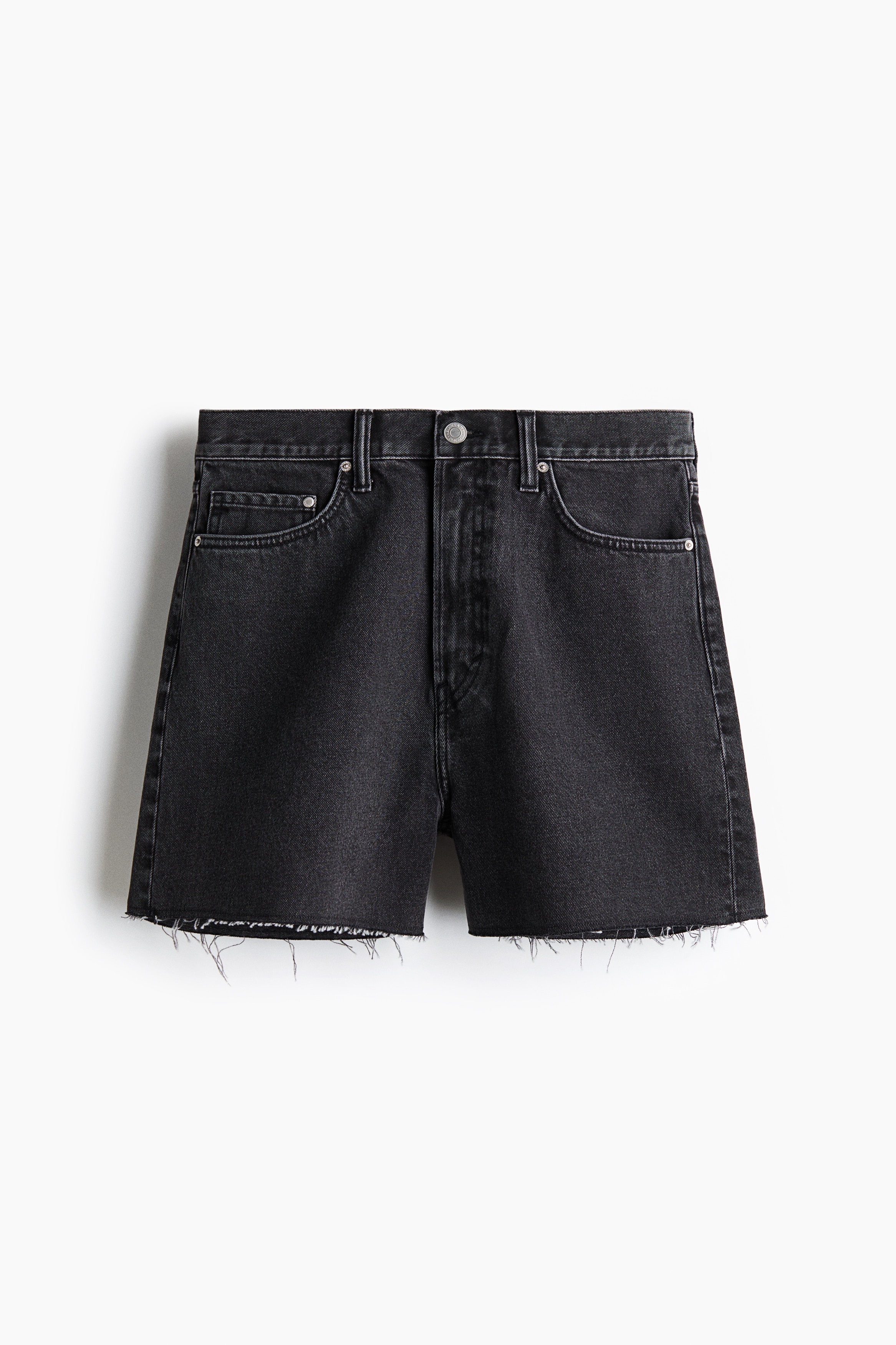 Baggy denim shorts - Denim black/Light denim blue