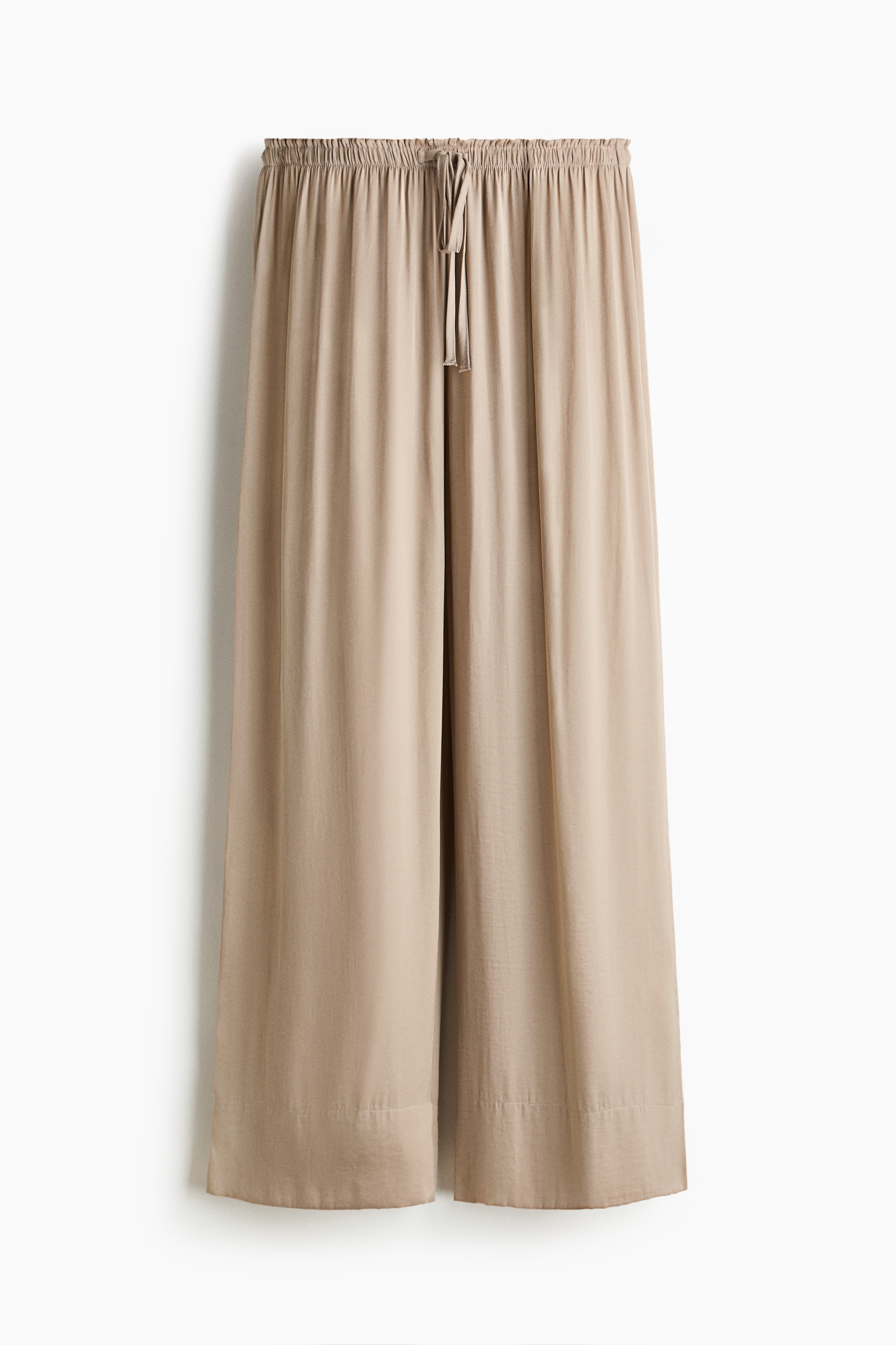 Wide drawstring trousers - Greige/Dark brown/Rust brown