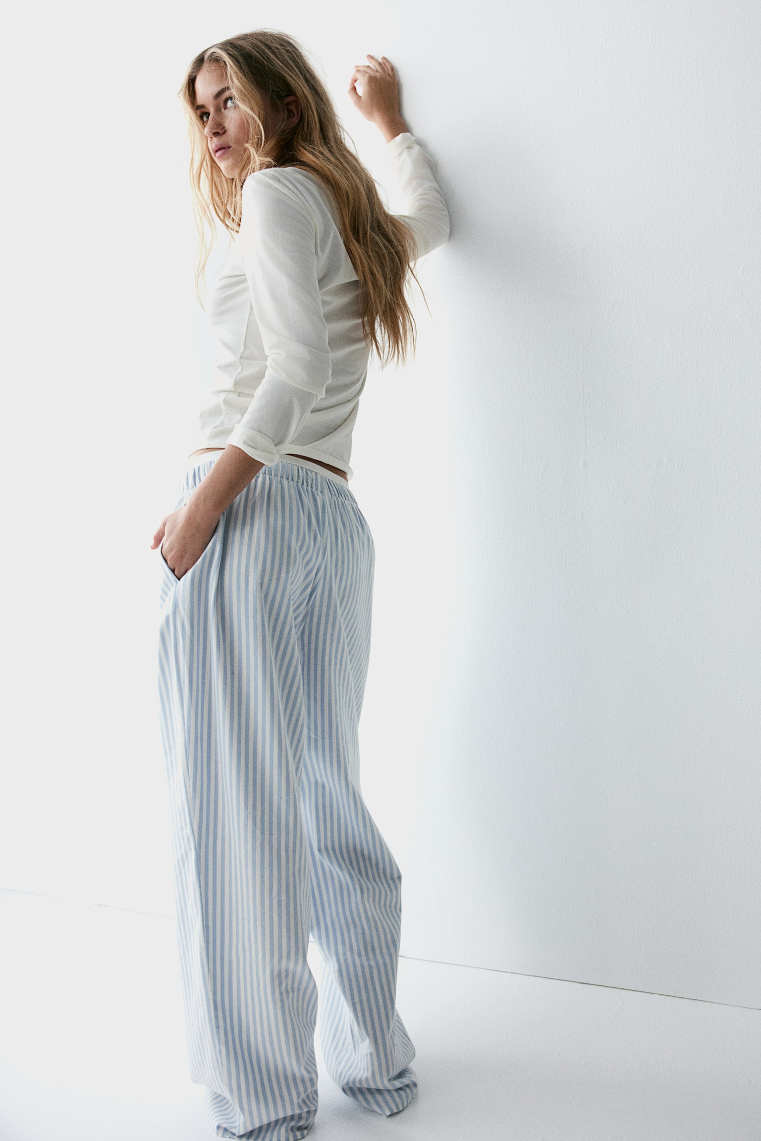 Pyjamas - White/Light blue striped/Light grey marl/Striped - 7