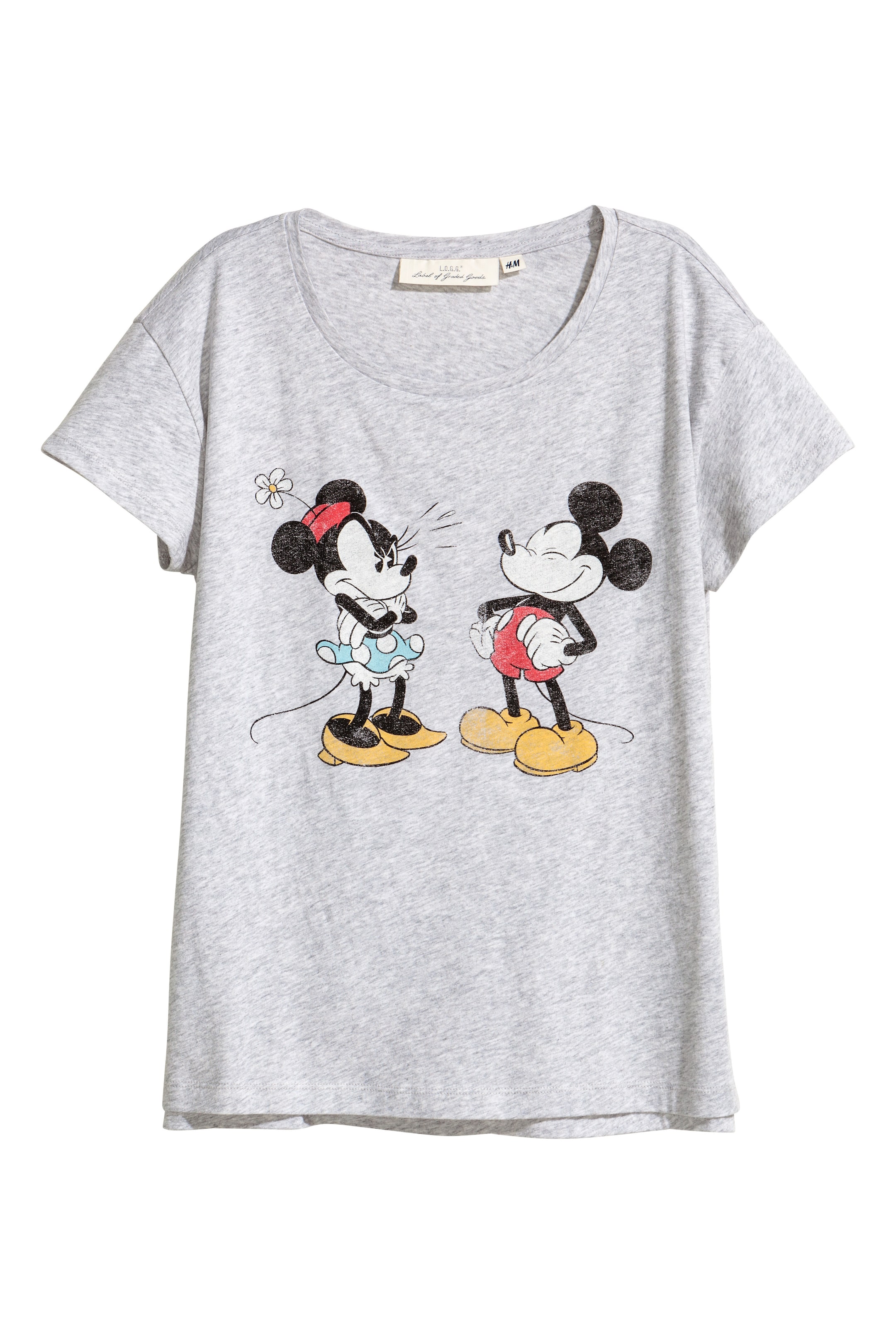 Näytä suurempi kuva: Printti-T-paita - Vaaleanharmaa/Mikki Hiiri - NAISET | H&M FI 1