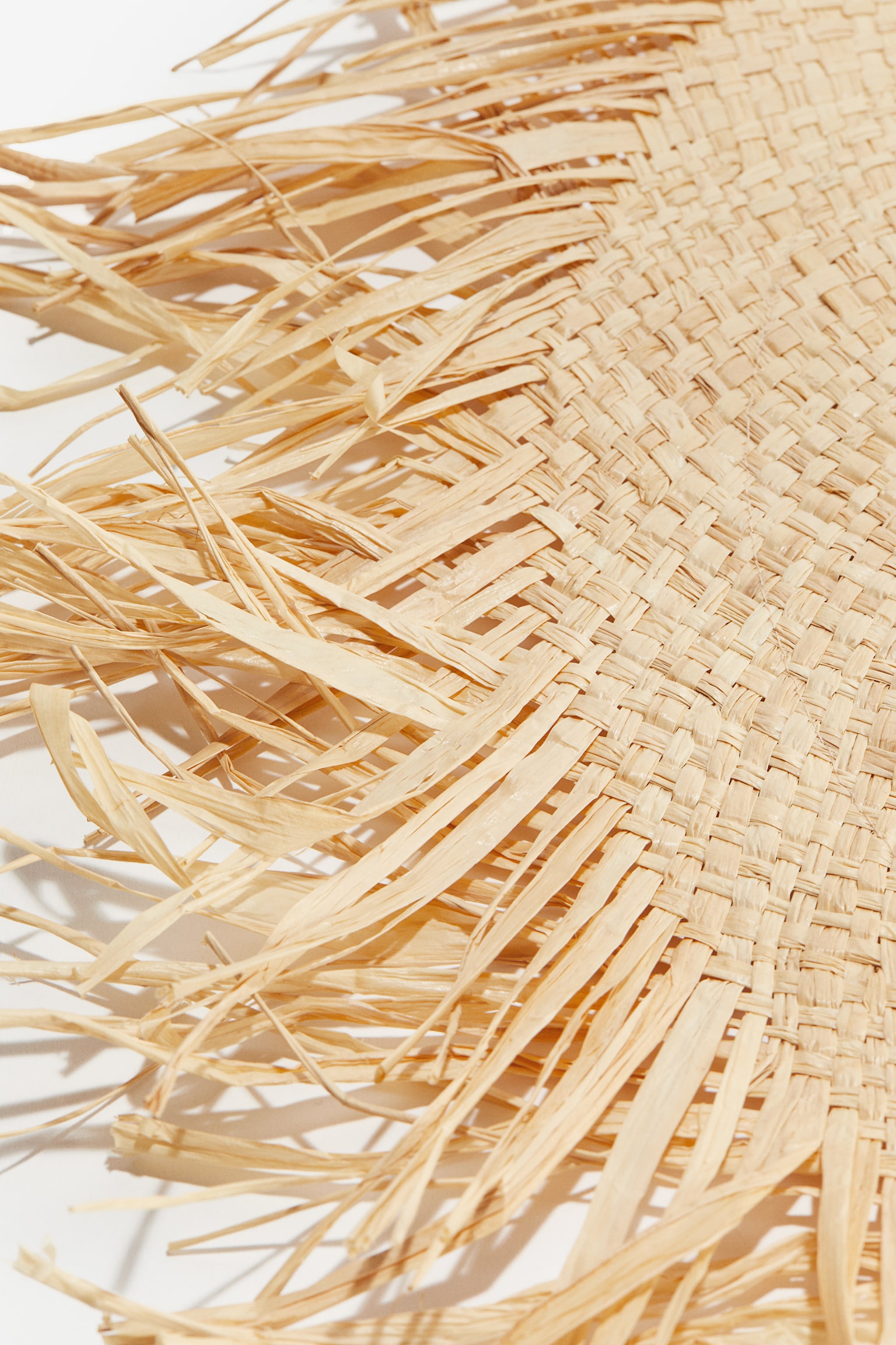 Frayed Brim Straw Hat - Beige - 5