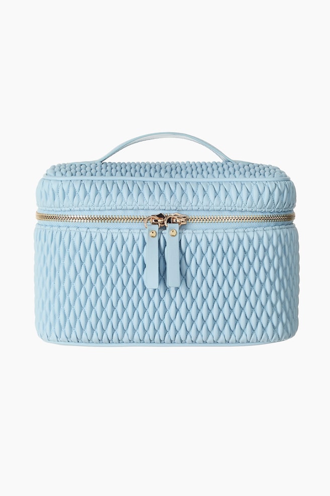 Quilted Boxy Makeup Bag - Blue/Yellow/Black/Light beige - 1