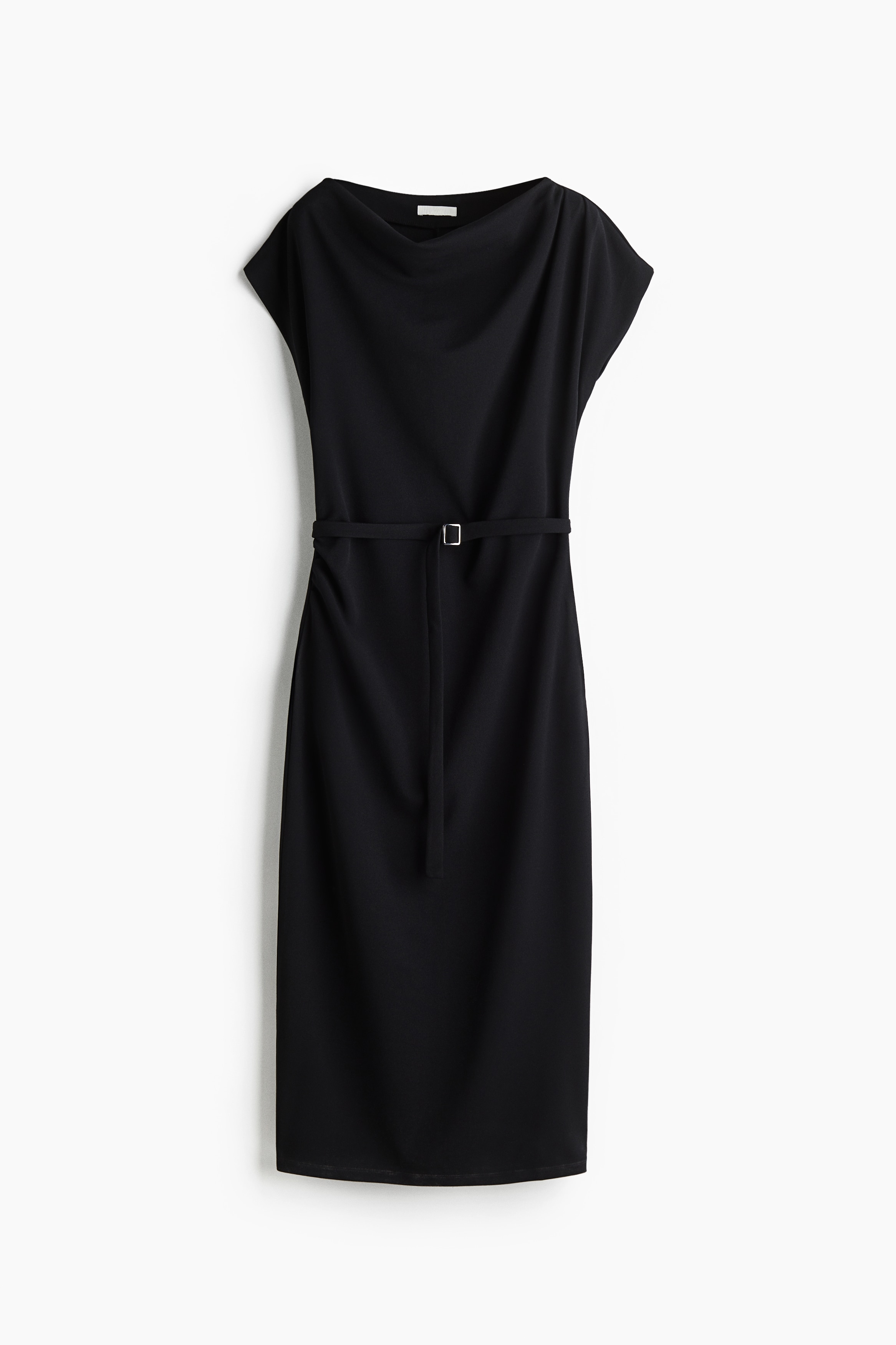 Poimutettu vyöllinen mekko - Musta/Tummanharmaa/Liituraitainen