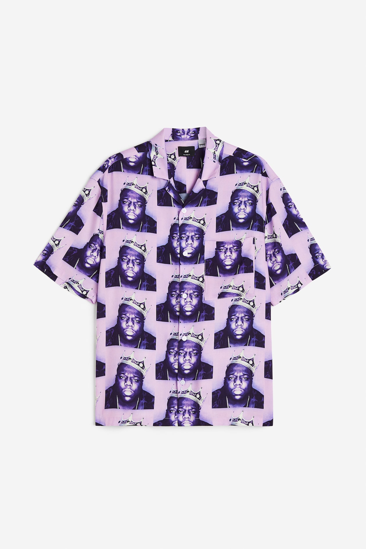 Relaxed Fit Printed Resort Shirt - Purple/The Notorious B.I.G. 