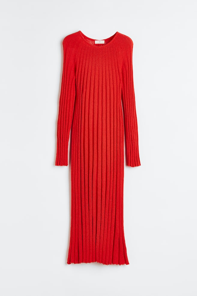 Rib-knit dress - Red - 2