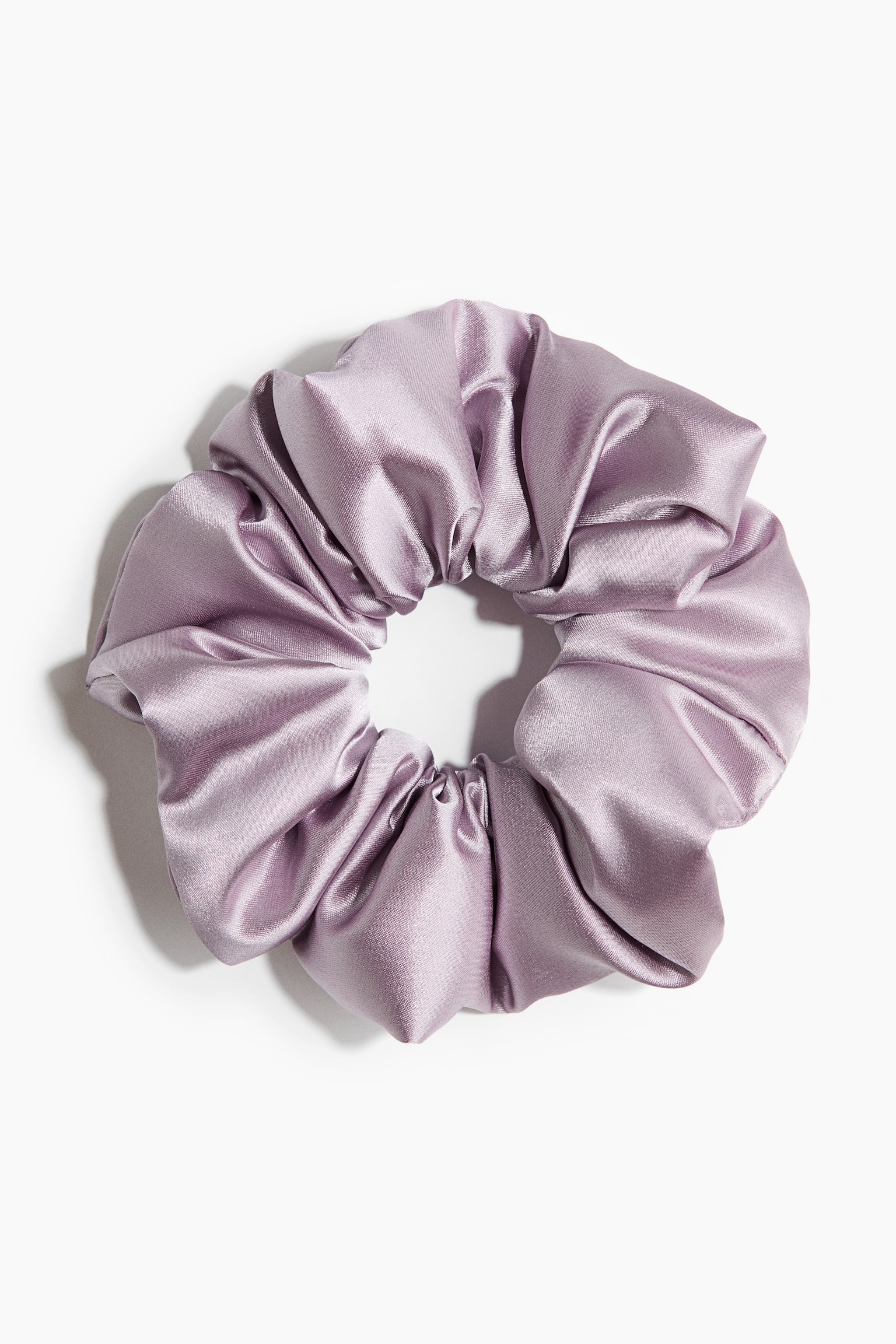 Scrunchie aus Satin - Helllila/Cremefarben/Dunkelbraun