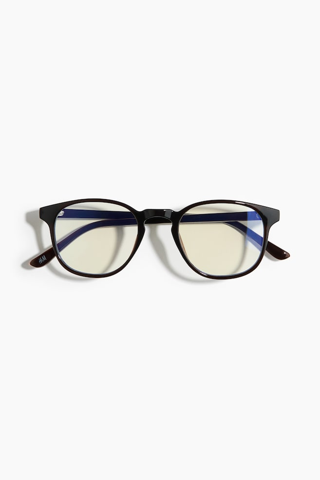 Round Blue Light Eyeglasses - Dark brown - 1