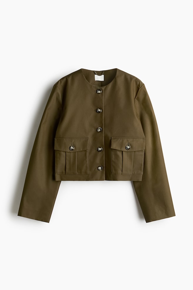 Short jacket - Dark khaki green/Black/Beige/Dogtooth-patterned - 1