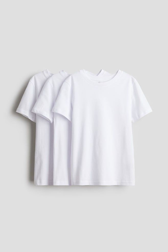 3-pack T-shirts - White/Black/Mole/White/Dusty blue/White/Red/Dark yellow - 1