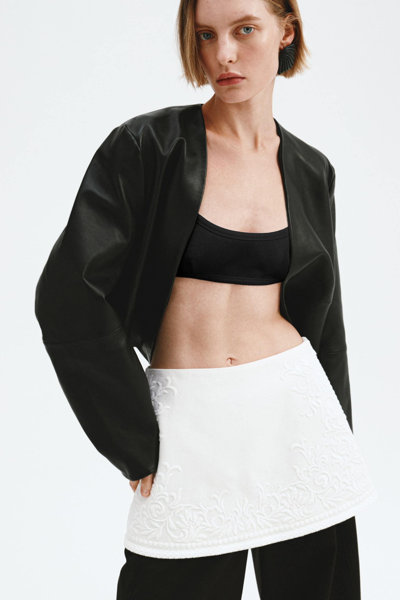 Linen-blend mini skirt - White - 6