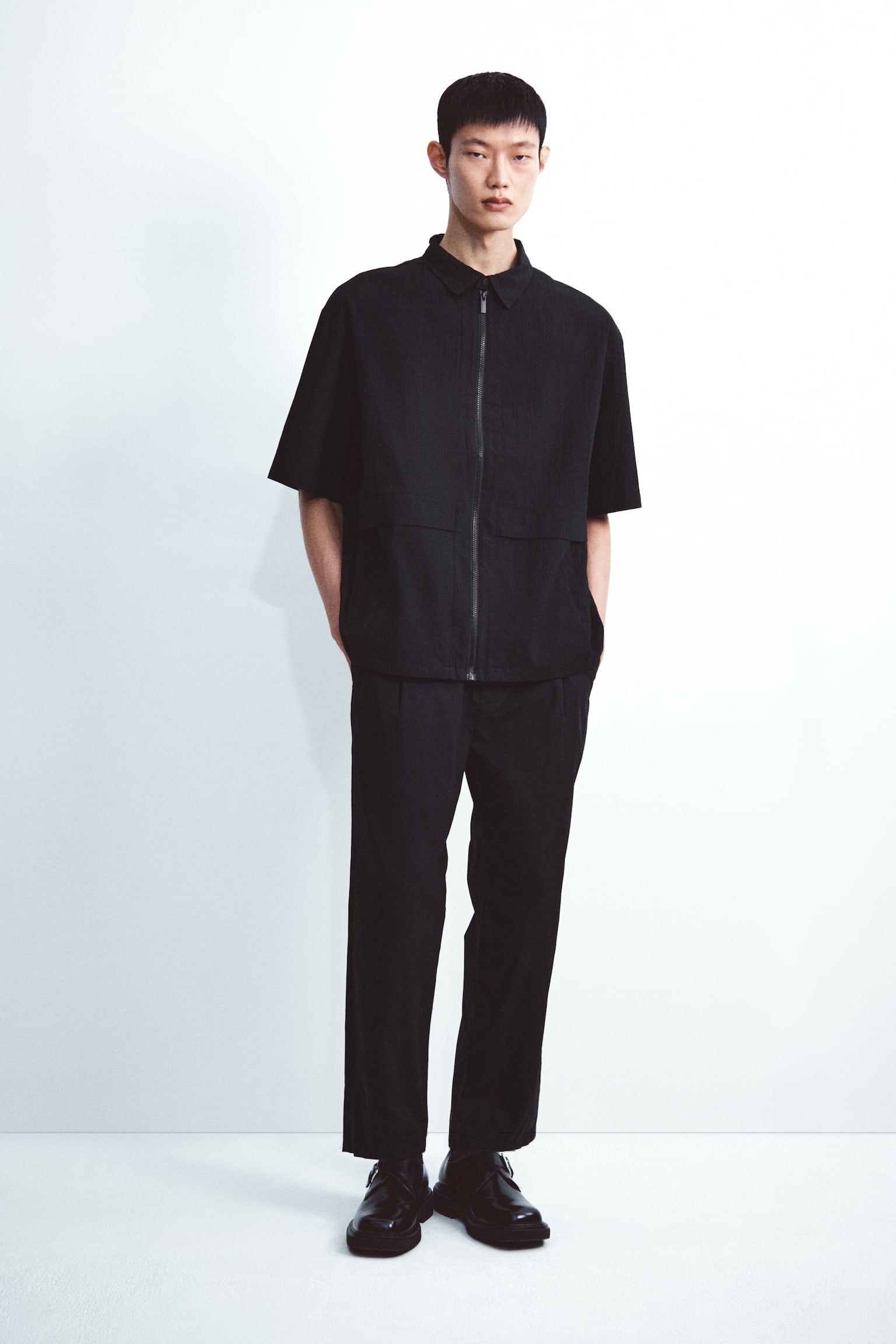 Short-Sleeved Jacket - Black/Beige/Light khaki green - 5