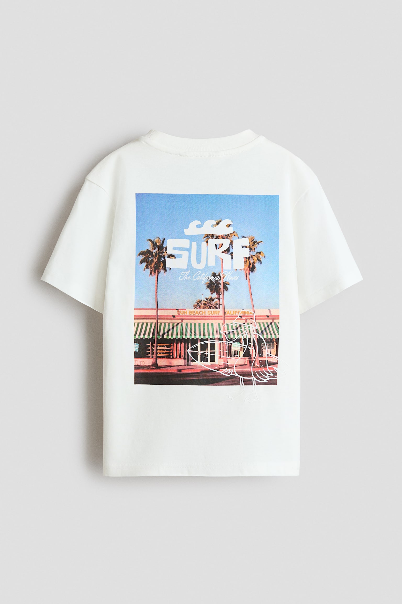 Printed cotton T-shirt-White/Surf - 6