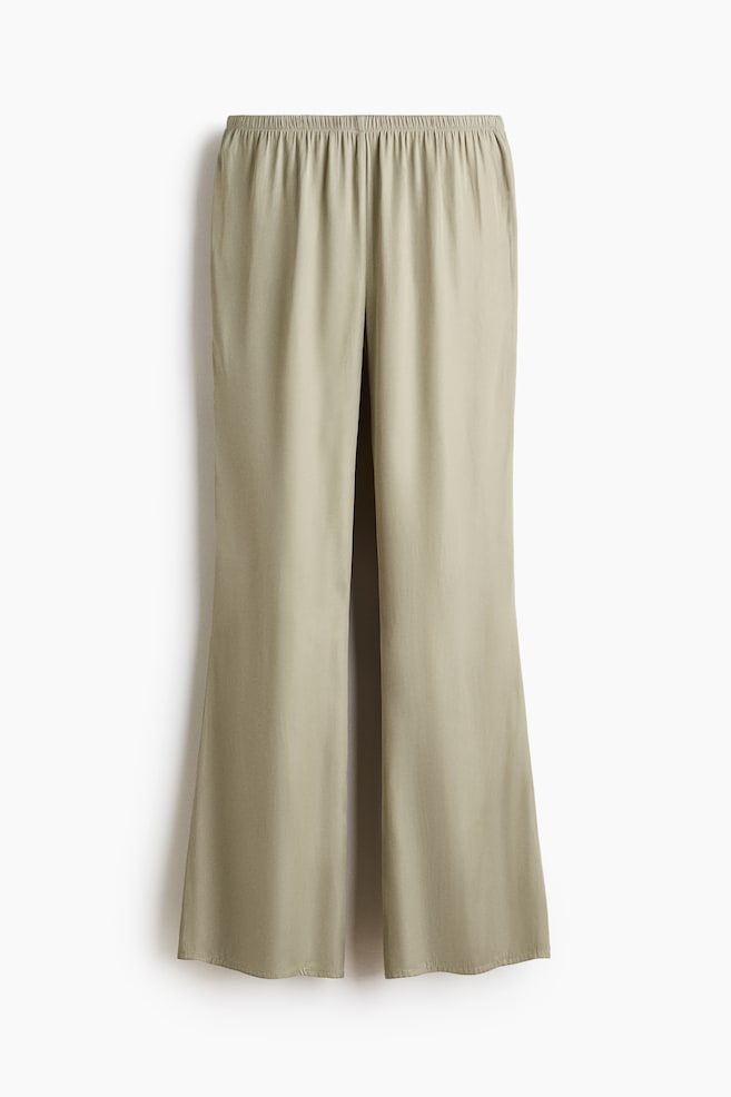 Pantalon évasé en satin - Vert sauge/Crème/Brun foncé/Jaune moutarde/Noir - 1