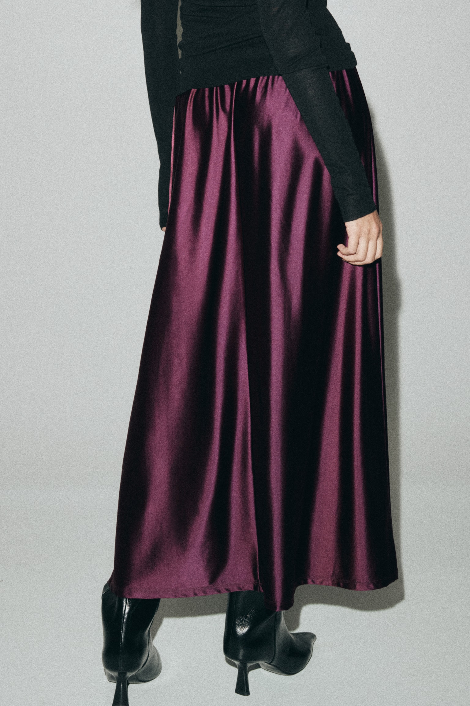 Drawstring-detail skirt - Burgundy/Black/Khaki green/Dark brown - 4