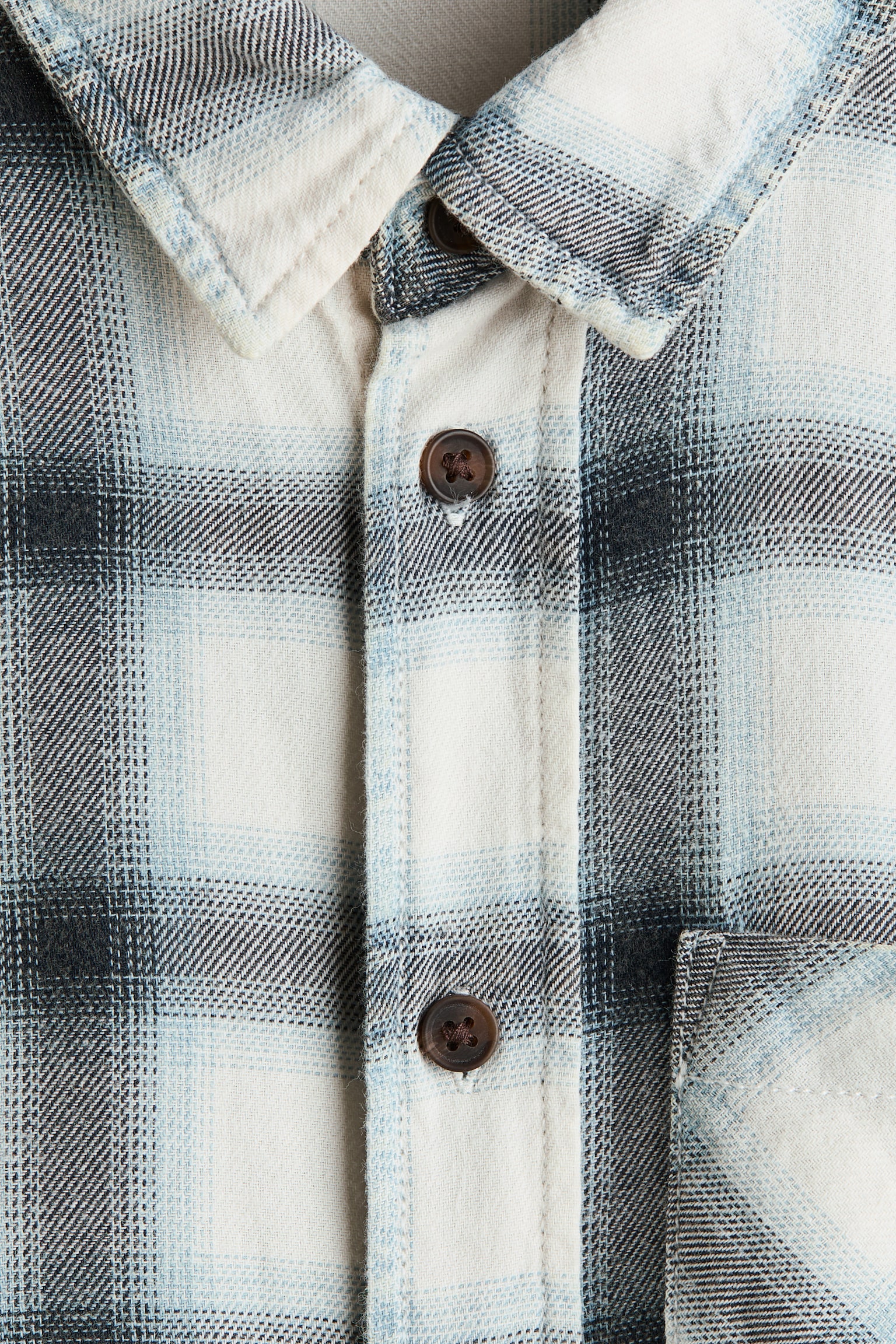 Детская рубашка H&M Pocket-Detail Cotton, цвет: Белый / Клетчатый — фото 6