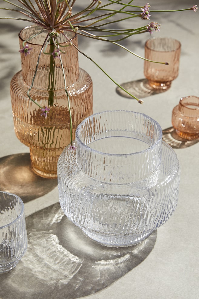 Glass vase - Transparent/Beige - 2