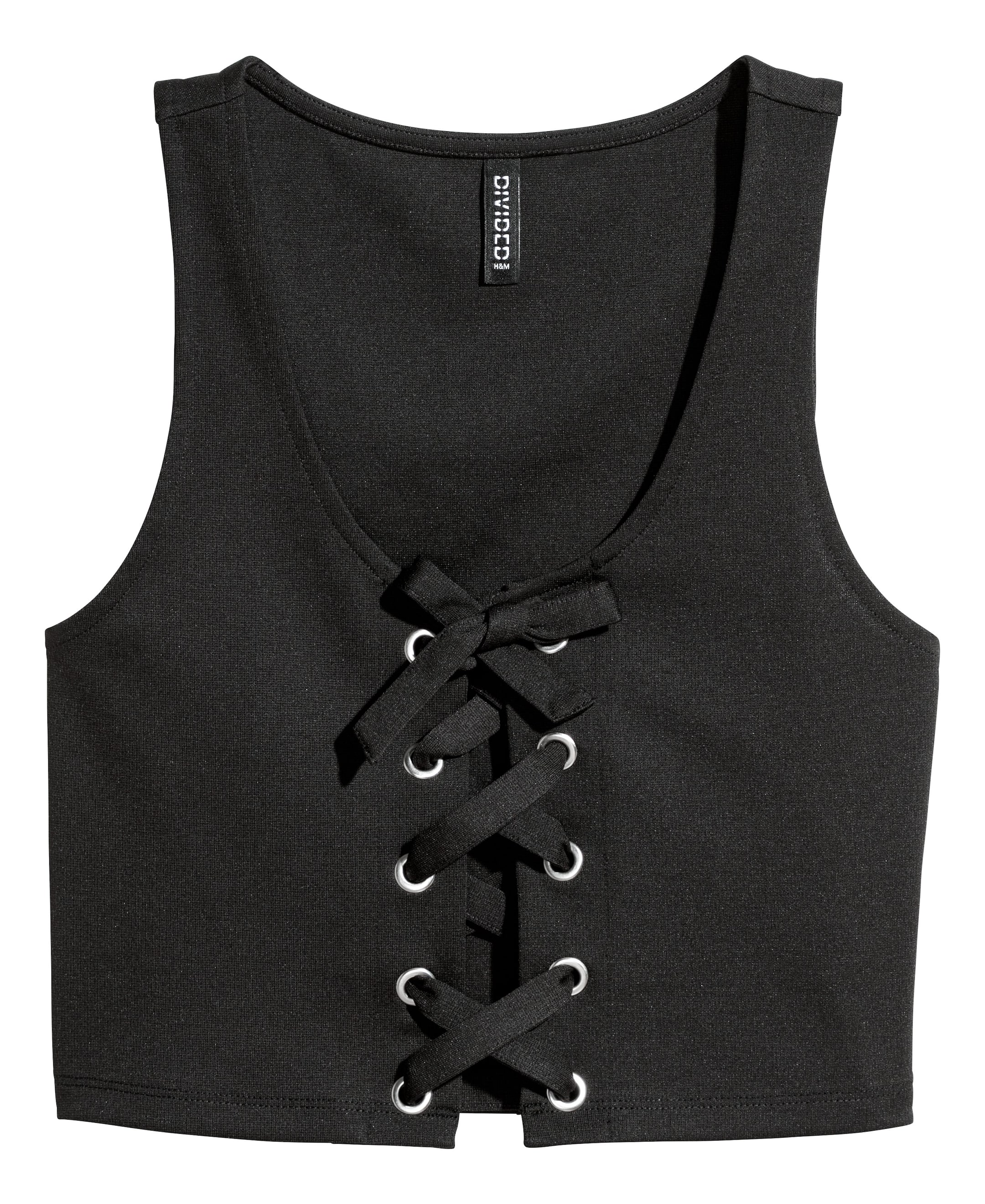 Ver imagem maior: Top curto com fita cruzada - Preto - SENHORA | H&M PT 1