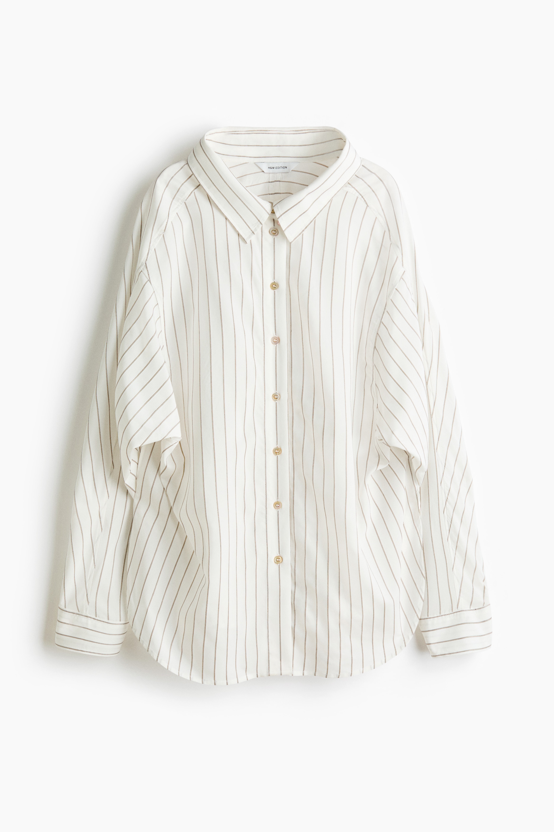 加大碼襯衫 - 白色/條紋