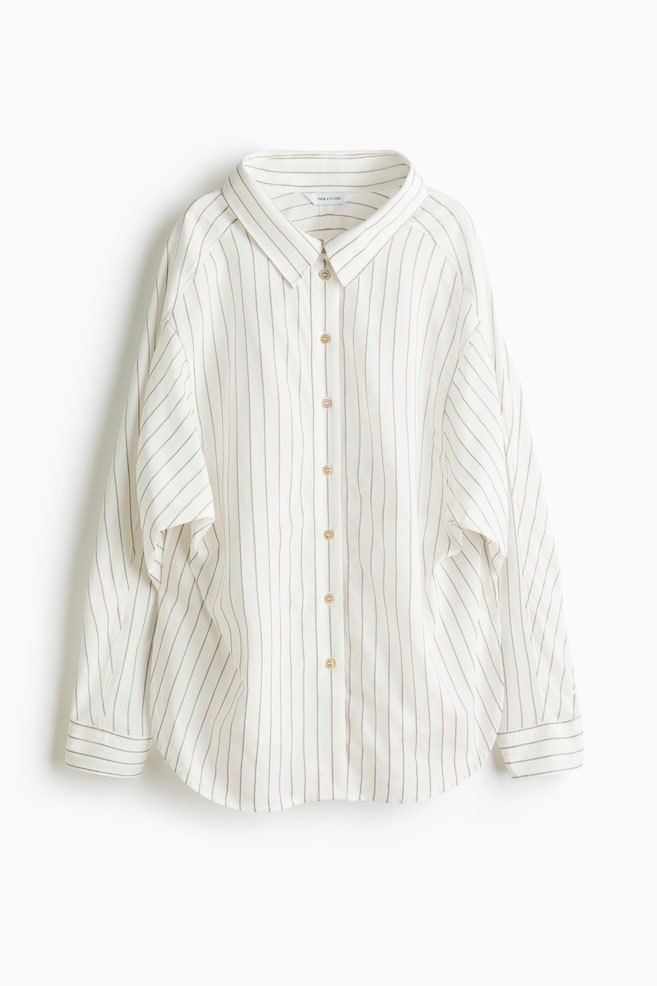 Oversized shirt - White/Striped - 1