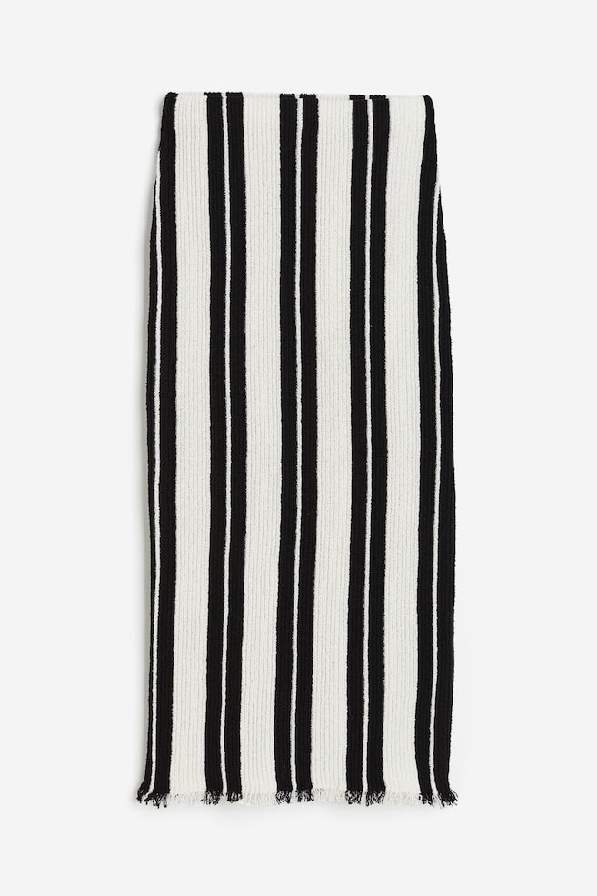 Knitted skirt - White/Black striped - 2