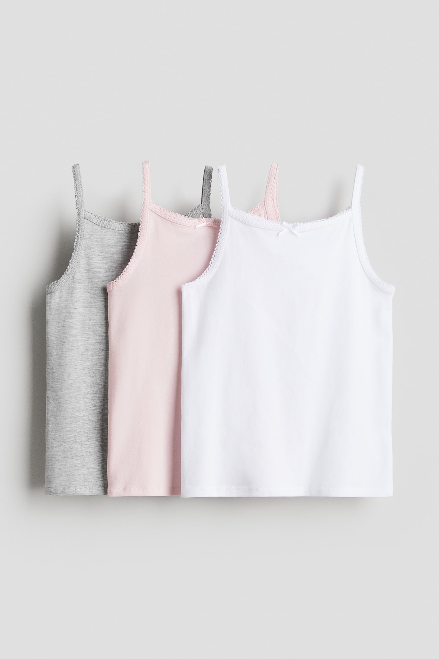 3-pack jersey vest tops - Light grey marl/Light pink/Light pink/Hearts/White/Purple/Unicorn - 1