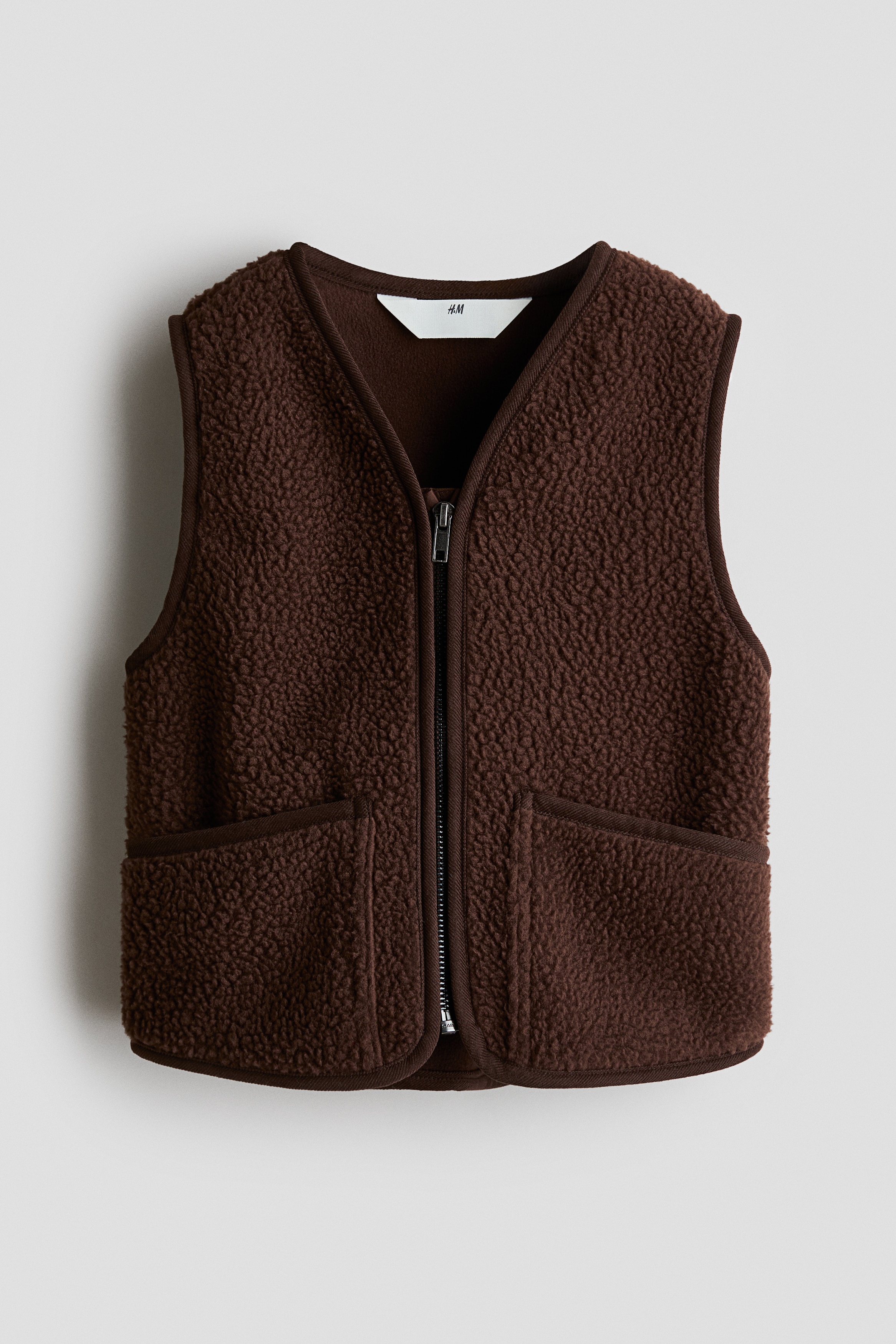 Gilet aus Teddyfleece - Dunkelbraun/Dunkelgrün