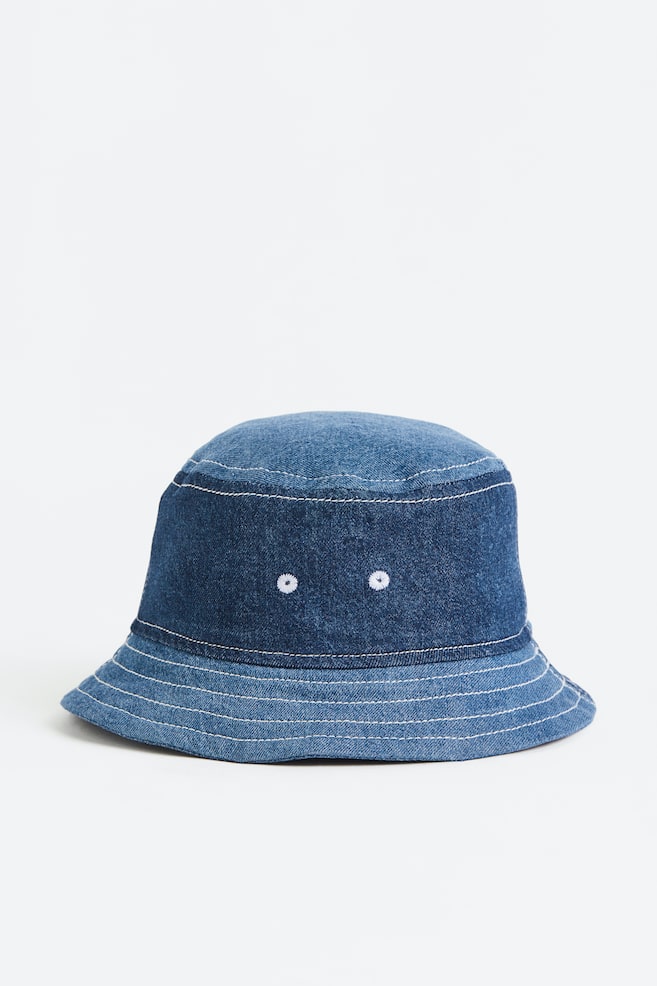 Bucket Hat aus Denim - Blau/Dunkelblau