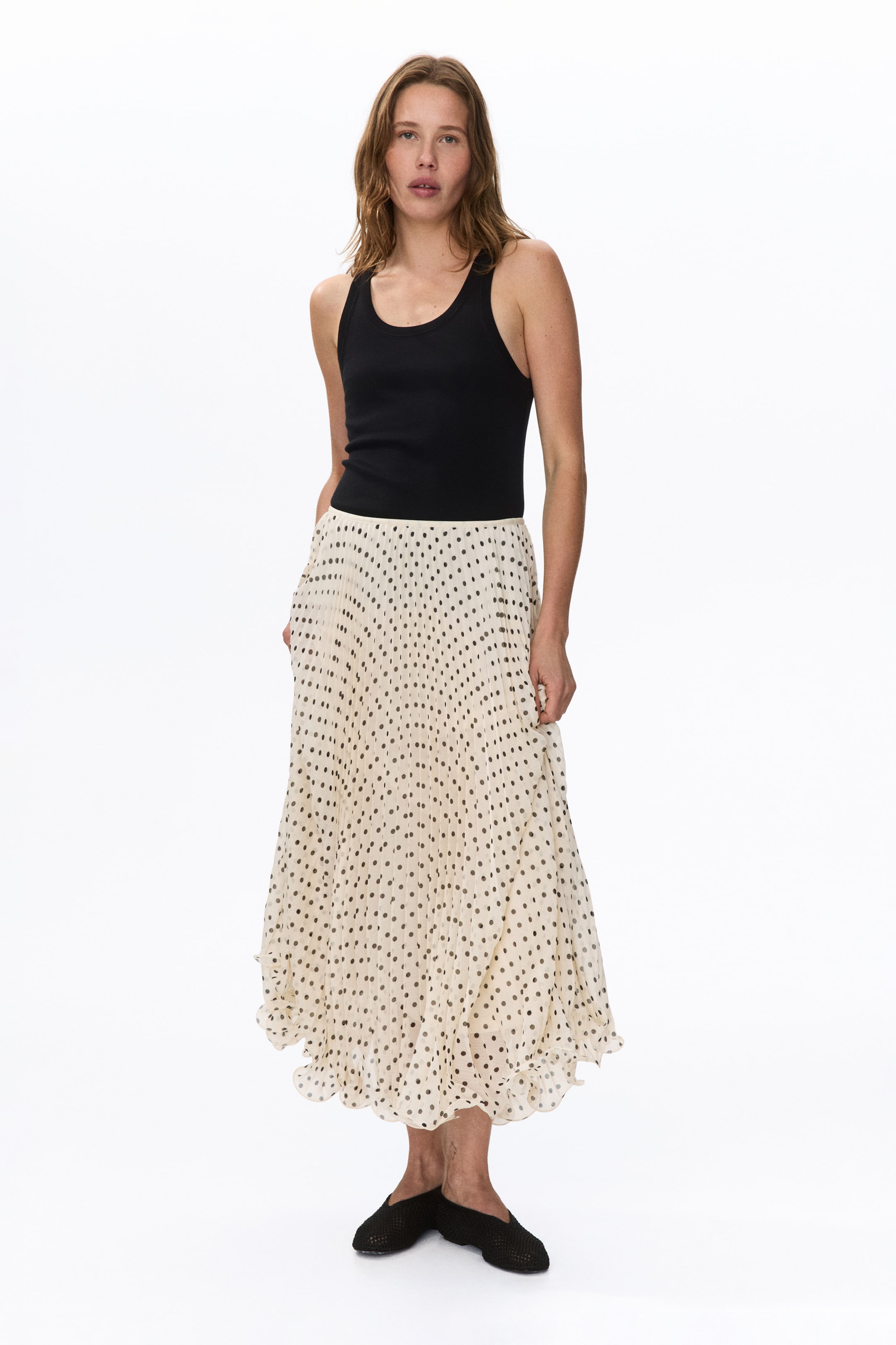 Sheer Pleated Skirt