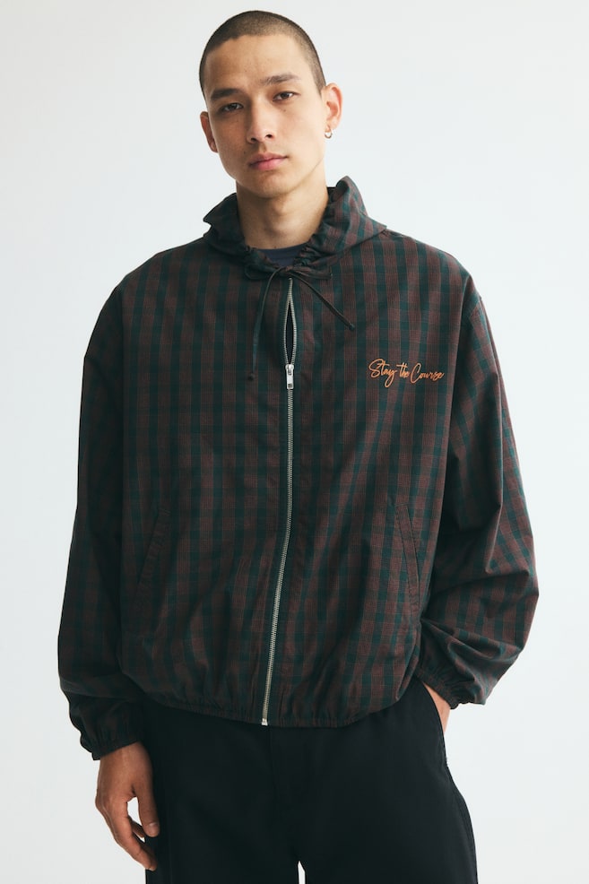 Hooded Jacket - Dark green/checked - 1