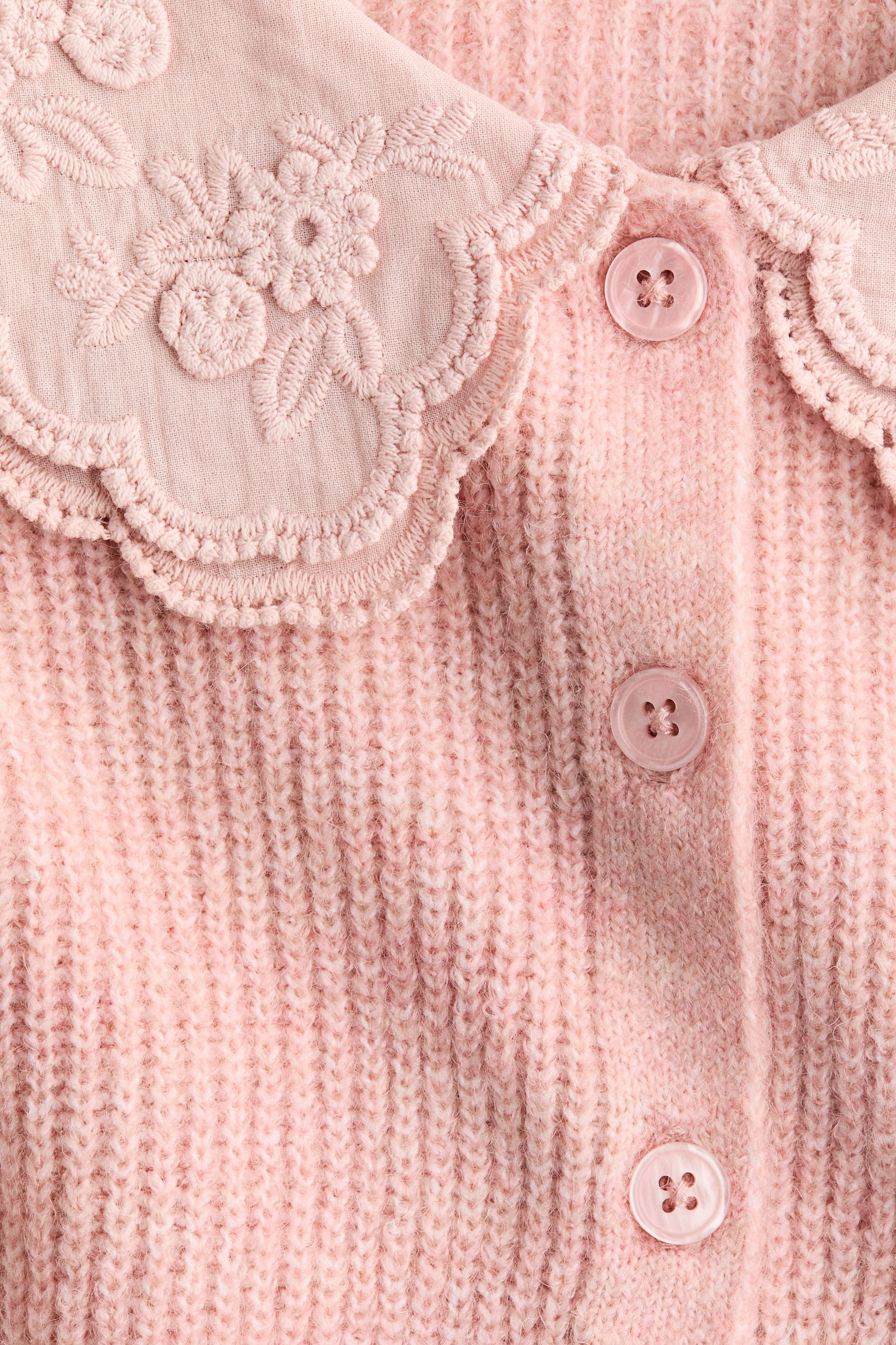 Детский кардиган H&M Cardigan with Collar, цвет: Светлый пыльный розовый — фото 5