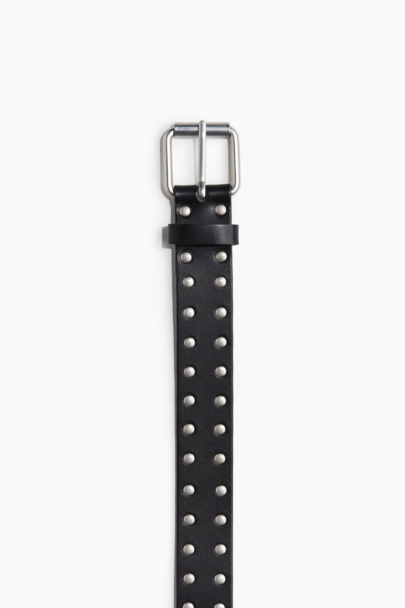 Studded leather belt - Black - 2