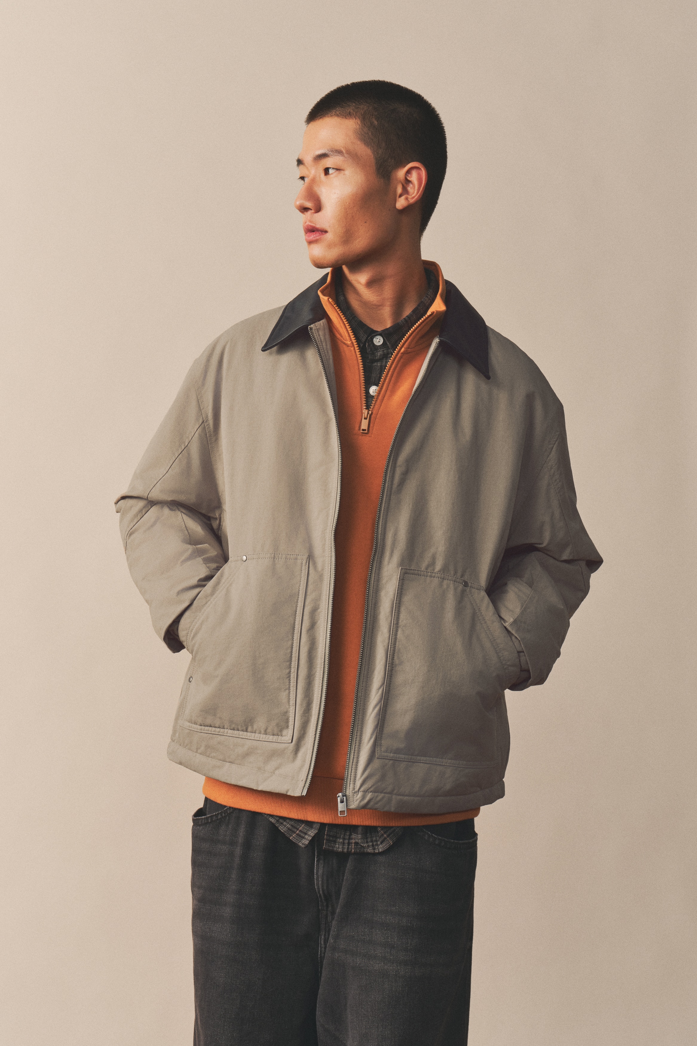 H & M - ルーズフィット パッデッドジャケット - グリーン