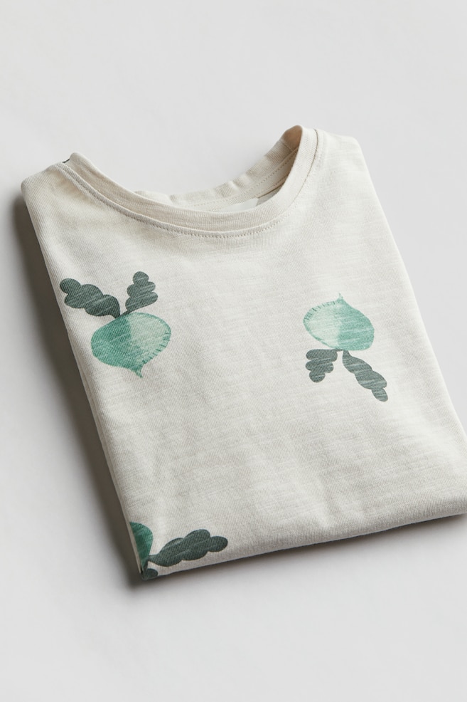 T-shirt oversize en coton - Crème/betteraves/Violet foncé chiné/Gris foncé/bateau - 2
