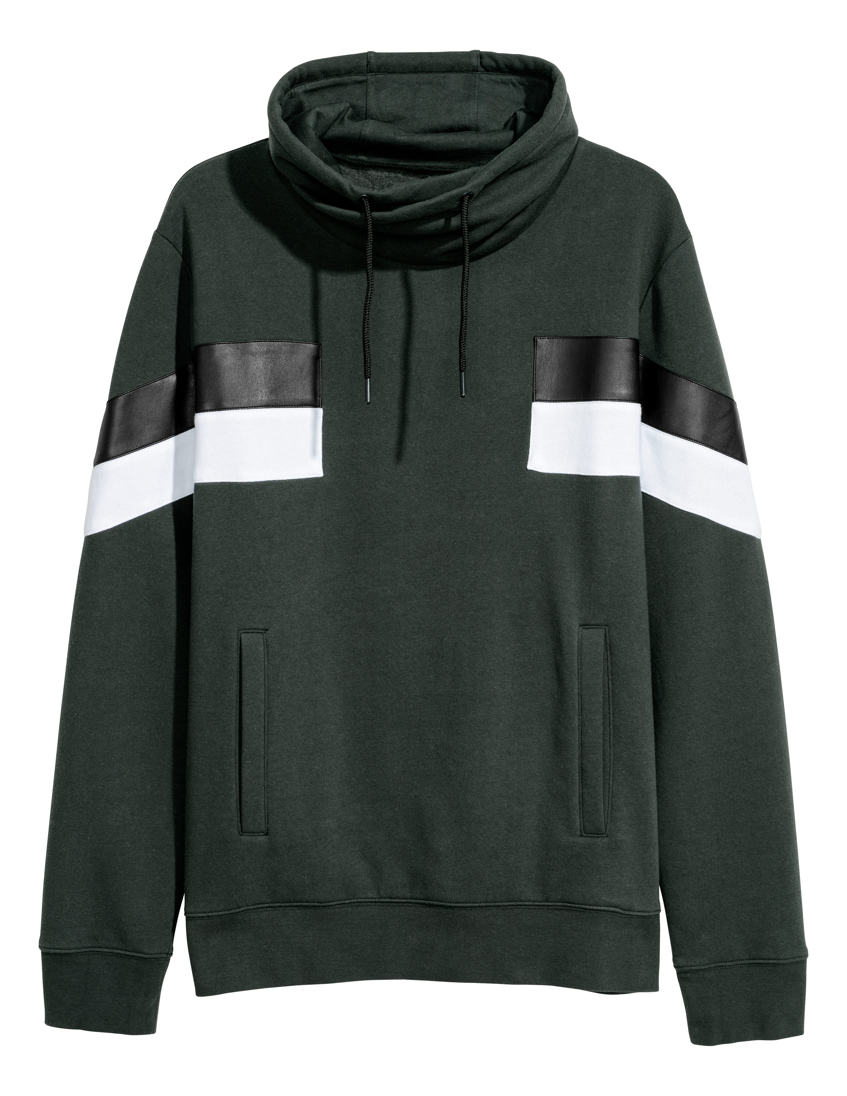 Funnel-collar sweatshirt - Dark green/Block-coloured - Men | H\u0026M IN