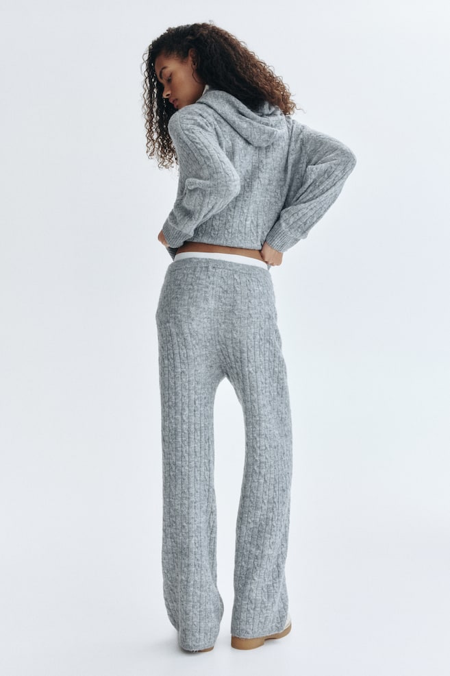 Pantaloni tricotați cu torsade - Gri-melanj/Crem/Bleumarin/Roz - 3
