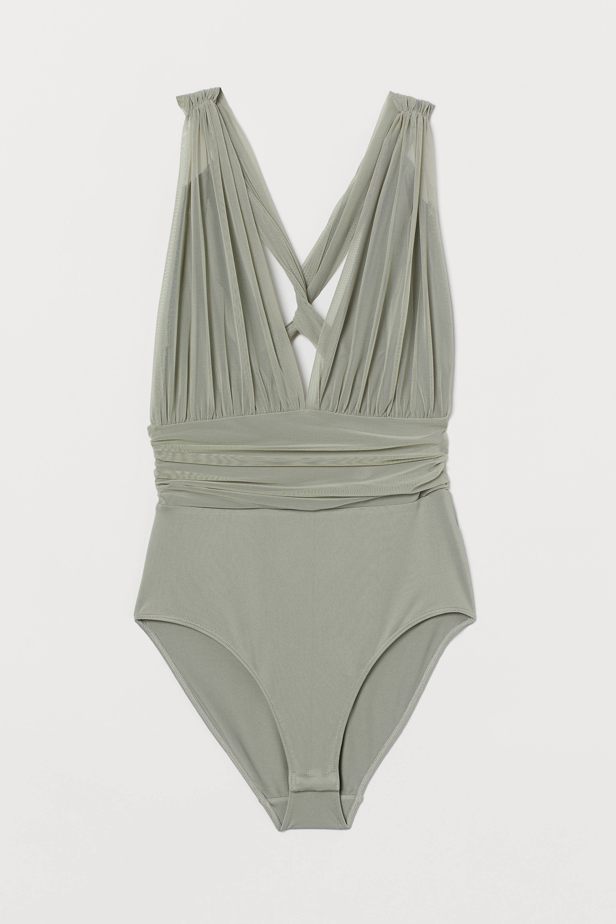 Meshbody - V-Ausschnitt - Ärmellos - Salbeigrün - Ladies | H&M DE 