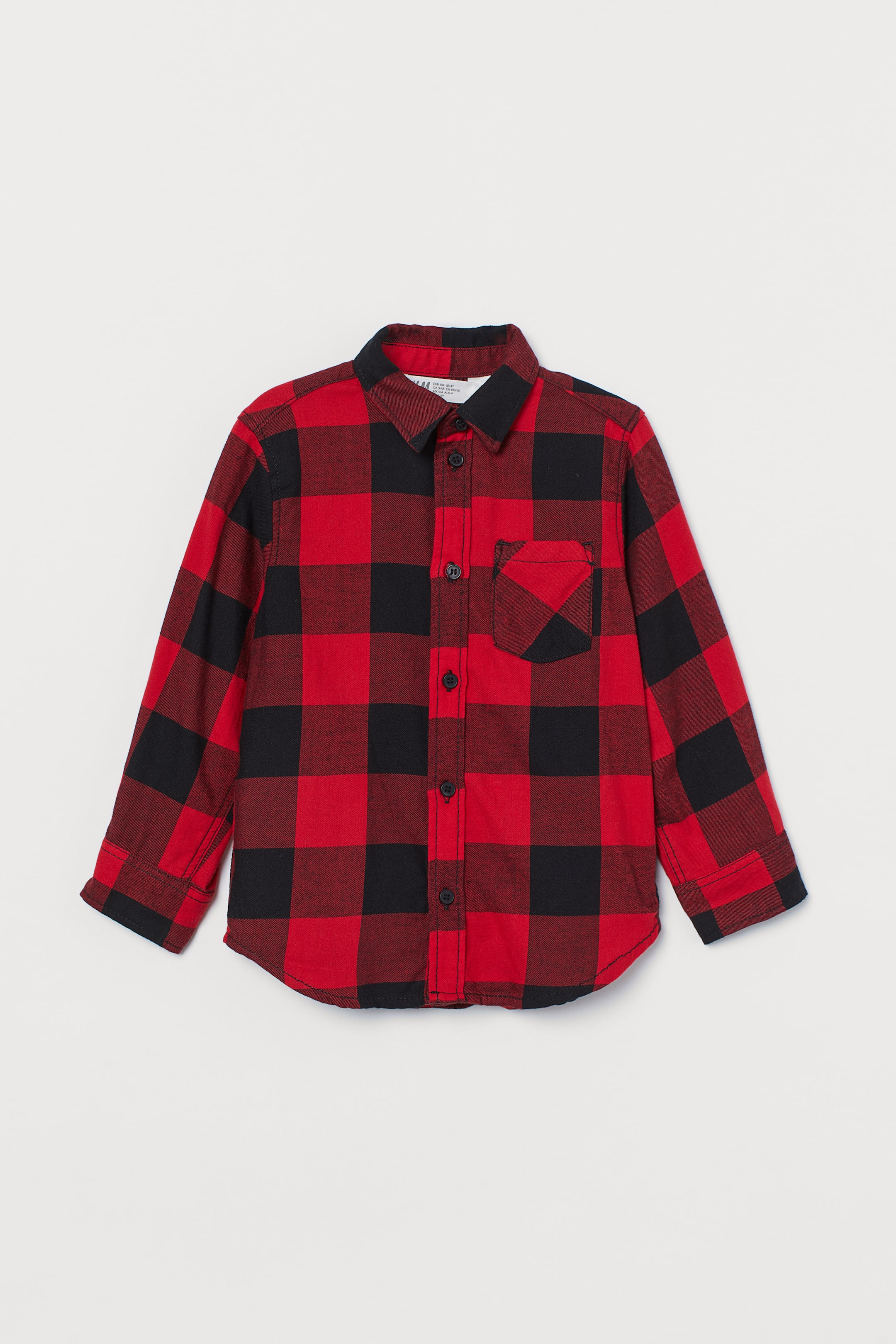 Flannel shirt Red/Black checked Kids H&M HK