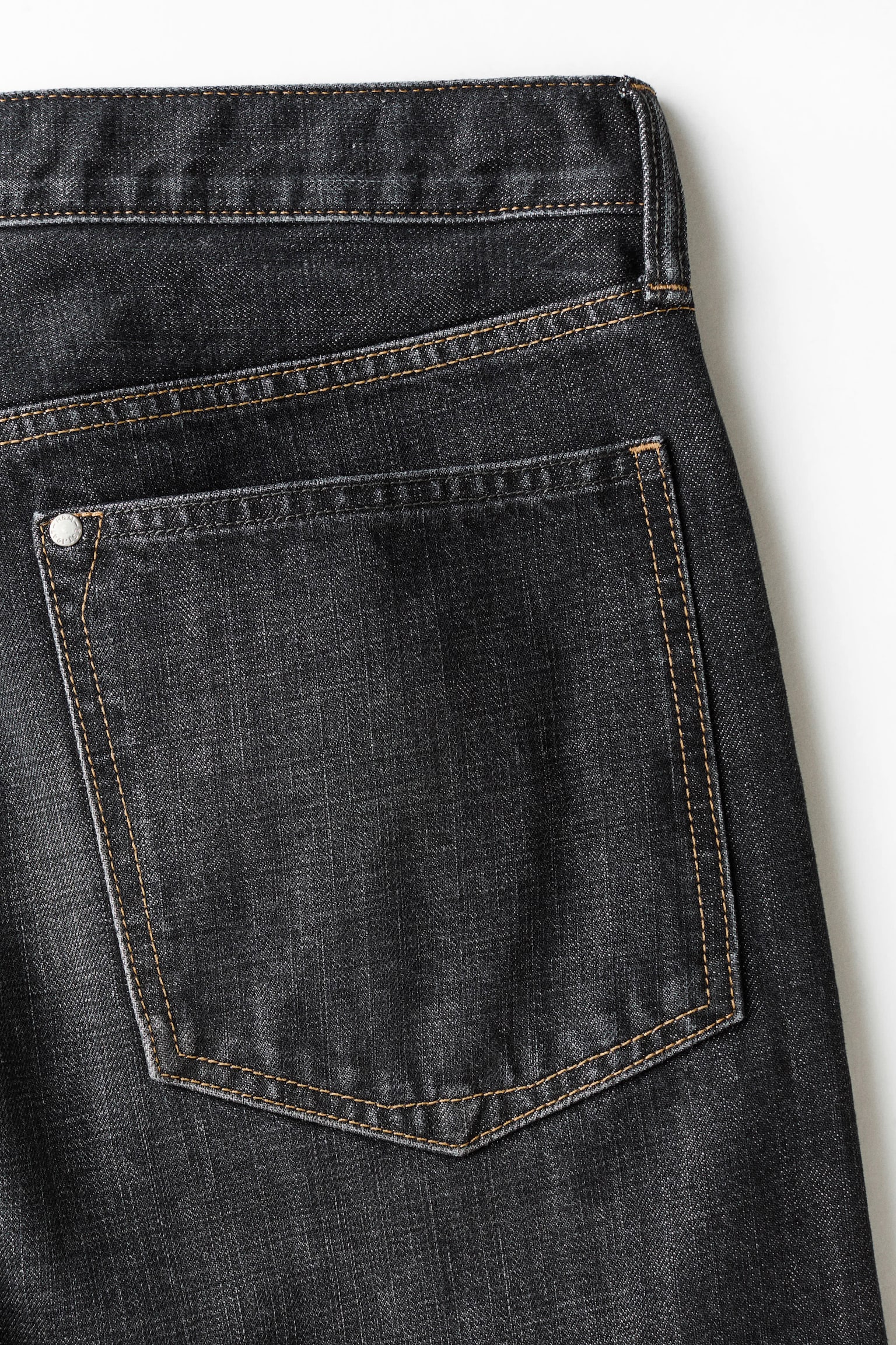 Мужские джинсы H&M Loose-Fit Barrel-Leg, цвет: Джинсовый чёрный — фото 6