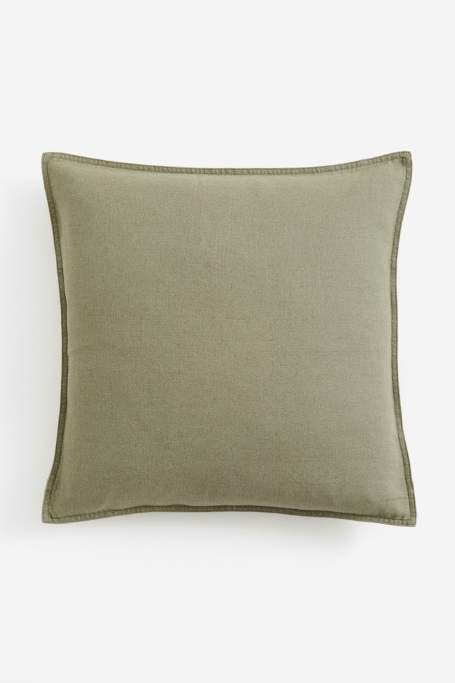 Linen-blend Cushion Cover - Khaki green/Light beige/Dark brown/Camel/Sage green/White/Moss green/Sage green/Light dusty pink/Light gray/Taupe/Light dusty blue/Dark khaki green/Blue/Light yellow/Taupe/Orange/Dark gray - 1
