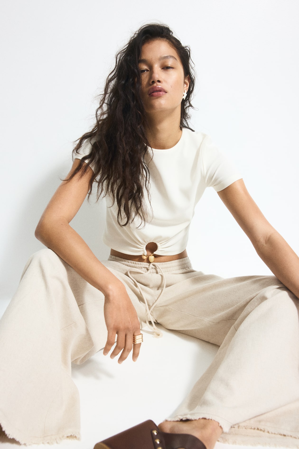 Linen-Blend Drawstring Pants