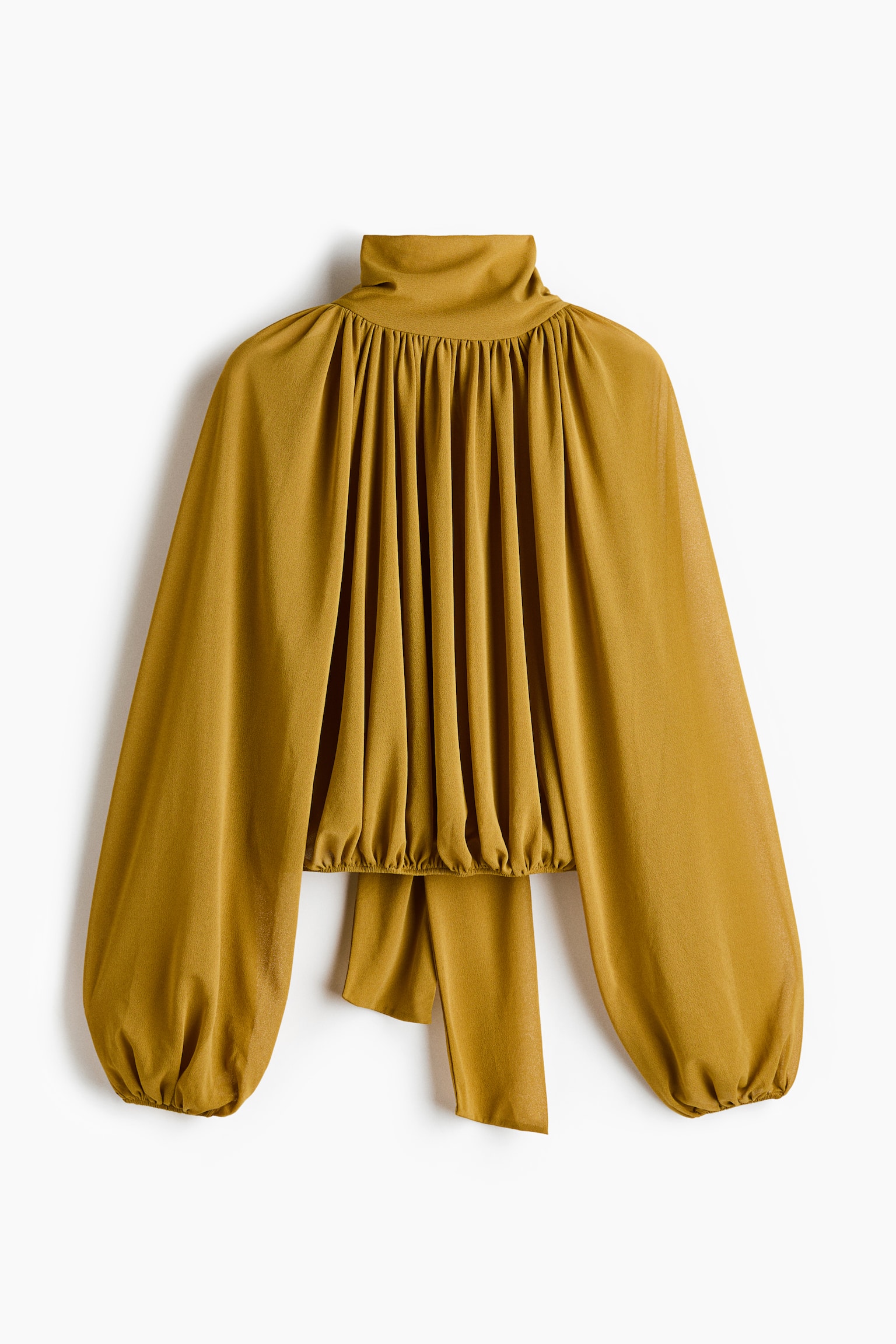 Tie-neck blouse - Mustard yellow - 2