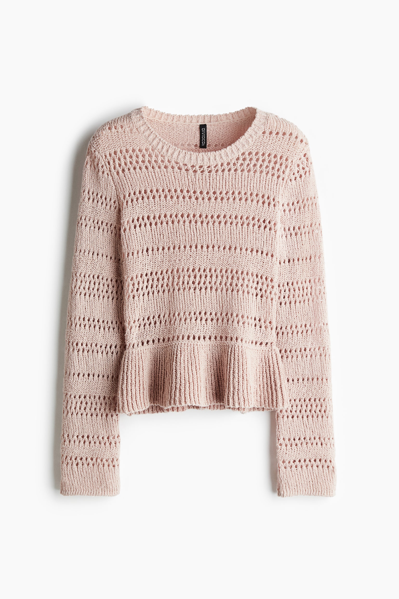 Женский свитер H&M Pointelle-Knit Peplum, цвет: Светлый пыльный розовый — фото 1