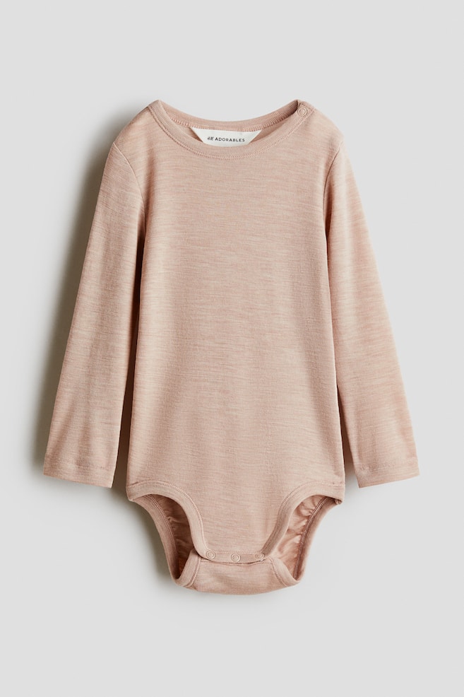 Merino wool jersey bodysuit - Pink - 1