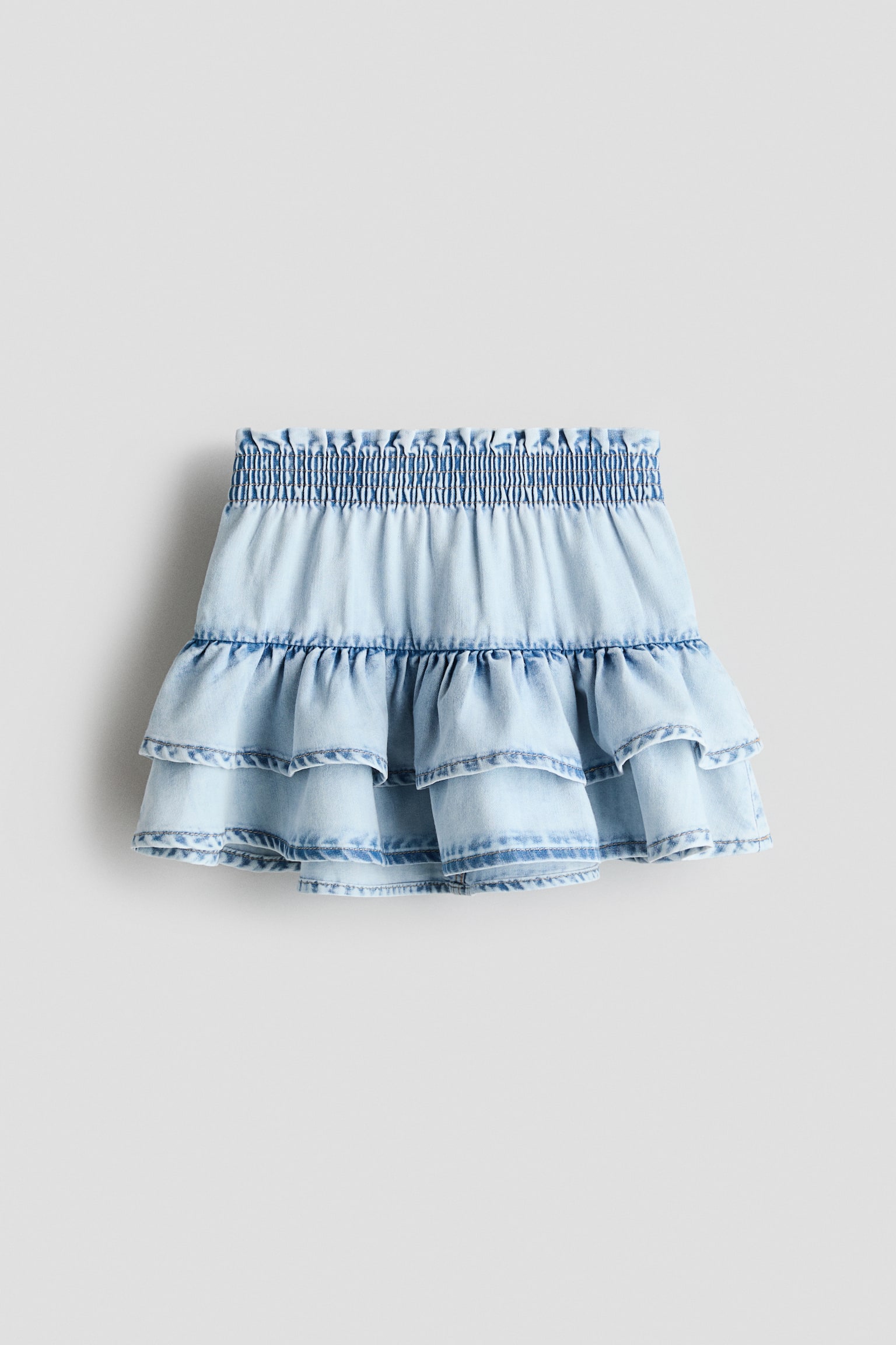 Nederdel i denim i etager - Lys denimblå/Sort/Denimblå/Denimblå/Denimblå