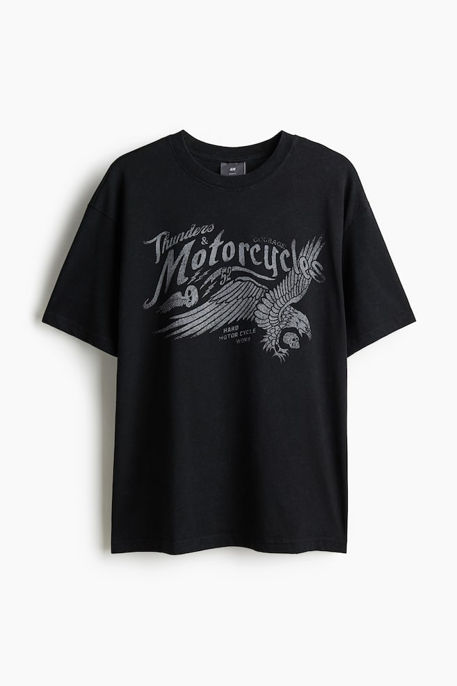 T-shirt imprimé Loose Fit façon vintage - Noir/Motorcycles - 1