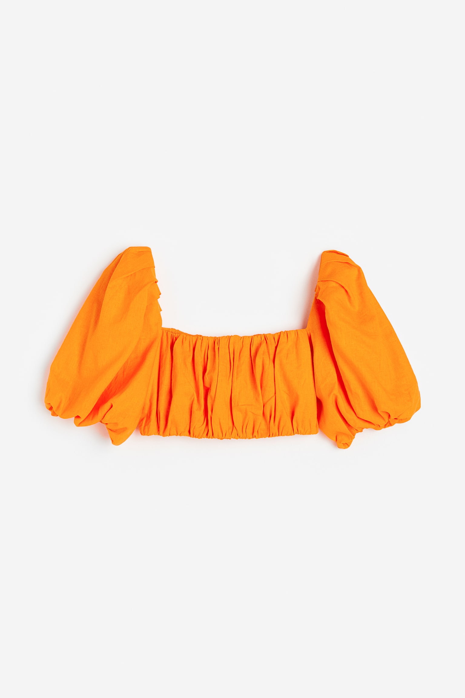 Linen Blend Crop Top - Orange - 1